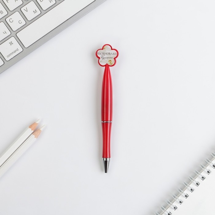 Ручка шариковая синяя паста &laquo;Самой лучшей&raquo;,пластик, с цветок, на подложке-ваза