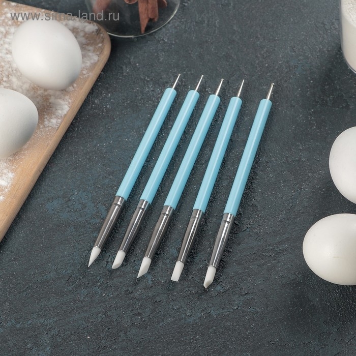 Набор кондитерских кисточек для декорирования &laquo;Бирюза&raquo;, 5 шт, цвет голубой