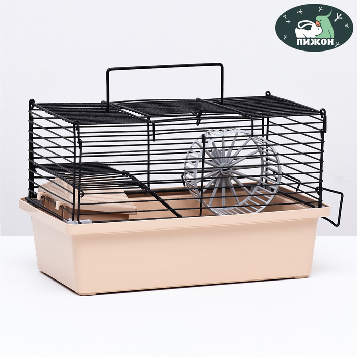 Клетка-мини для грызунов Клетка-мини для грызунов "Пижон" №2, укомплектованная, 27 х 15 х 16 см, бежевая