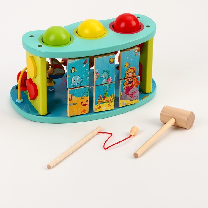 Логический центр 3 в 1 Стучалка + Рыбалка + Серпантинка &laquo;Море&raquo; 16 &times; 26 &times; 13,5 см