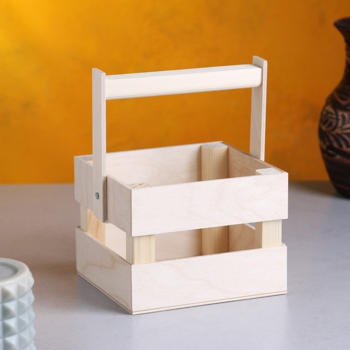 Кашпо деревянное 12×11×9 см Кашпо деревянное 12×11×9 см "Однушка Лайт", двухреечное, натуральный Дарим Красиво