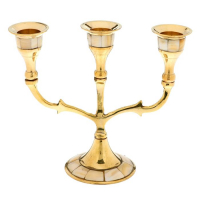 Подсвечник "Лоренц" на 3 свечи латунь, перламутр 13,5х6,5х15,5 см