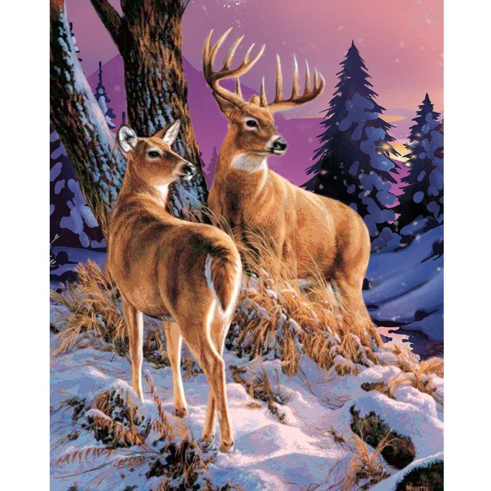Алмазная мозаика на новый год с полным заполнением на холсте «Олени», 40 х 50 см, новогодний набор для творчества Алмазная мозаика на новый год с полным заполнением на холсте «Олени», 40 х 50 см, новогодний набор для творчества