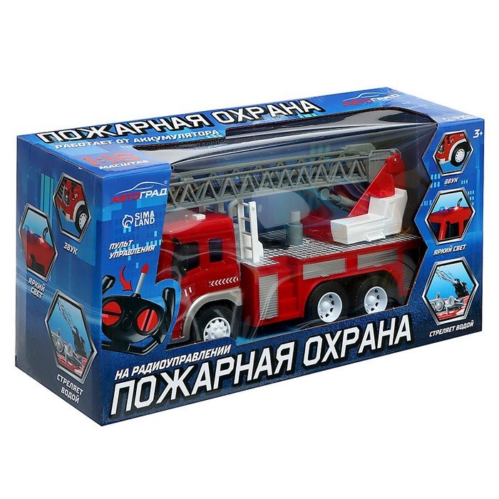 Машина радиоуправляемая &laquo;Пожарная охрана&raquo;, свет и звук, стреляет водой, 1:16, работает от аккумулятора
