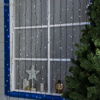 Гирлянда &laquo;Занавес&raquo; 2 &times; 9 м, IP44, УМС, тёмная нить, 1800 LED, свечение белое, мерцание, 220 В
