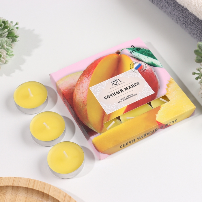 Набор чайных свечей ароматизированных Набор чайных свечей ароматизированных "Сочный манго", 10гр, 9штук