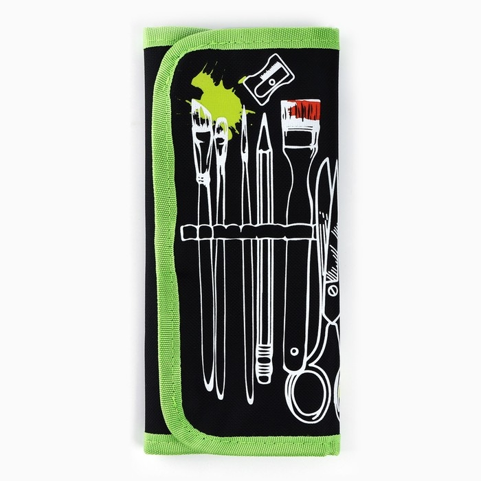 Пенал для кистей и карандашей текстиль, 16 предметов &laquo;Рисунок&raquo;