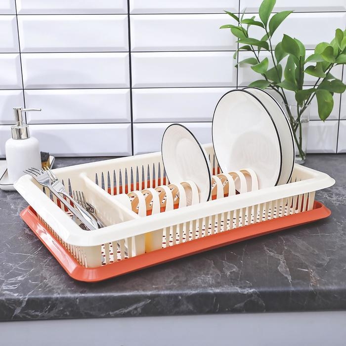 Сушилка для посуды с поддоном &laquo;Лилия&raquo;, 48&times;30,5&times;8,5 см, цвет МИКС