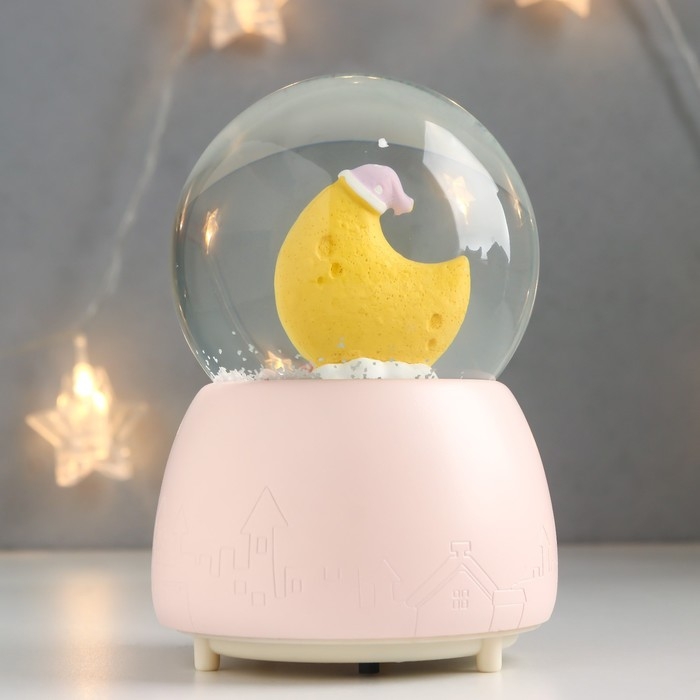 Сувенир полистоун водяной шар свет, музыка "Пёсик спит у месяца" 13х8х8 см