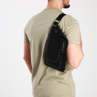 Сумка-слинг мужская из искусственной кожи, цвет чёрный Сумка-слинг мужская из искусственной кожи, цвет чёрный