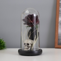 Светильник колба &laquo;Череп с розой&raquo; 1,5Вт, LED, 3xAAA, черный USB 11х11х21см