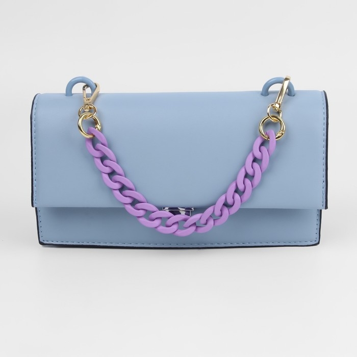 Цепочка для сумки, с карабинами, пластиковая, 23 × 17 мм, 30 см, цвет сиреневый/золотой Цепочка для сумки, с карабинами, пластиковая, 23 × 17 мм, 30 см, цвет сиреневый/золотой