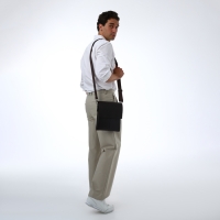 Сумка мужская через плечо TEXTURA, наружный карман, цвет коричневый