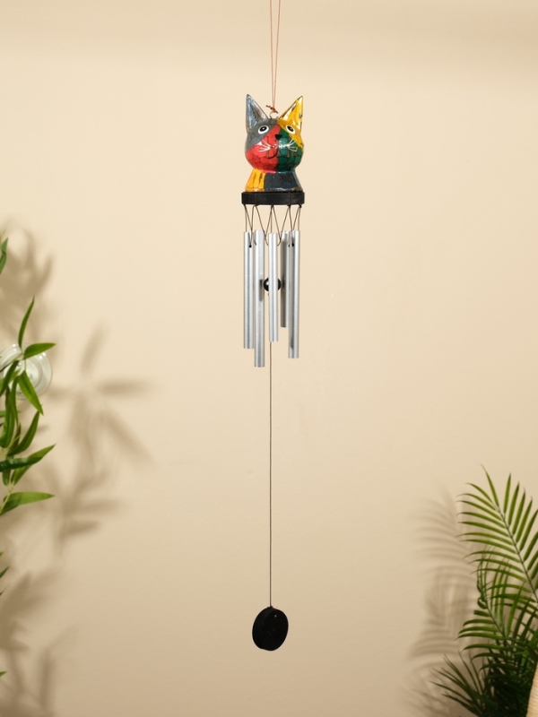 Музыка ветра "Кот" дерево, алюминий 8х8х80 см, МИКС