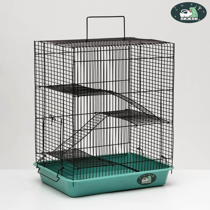 Клетка для грызунов Клетка для грызунов "Пижон" №9, с 3-я этажами, без наполнения, 33 х 24 х 38 см, бирюзовая