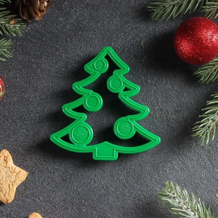 Форма для печенья &laquo;Ёлочка&raquo;, вырубка, штамп, 8,5&times;8 см, цвет зелёный