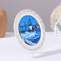 Панно-тарелка &laquo;Зима&raquo;, белая, D = 20 см, лаковая миниатюра