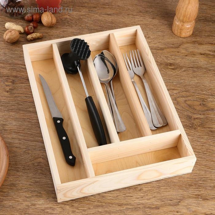 Подставка под столовые приборы, деревянная, 35&times;26&times;5 см