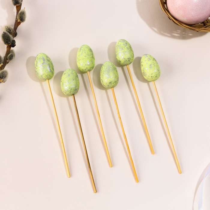 Шпажки «Яйцо пасхальное», цвет зелёный, набор 6 шт. Шпажки «Яйцо пасхальное», цвет зелёный, набор 6 шт.