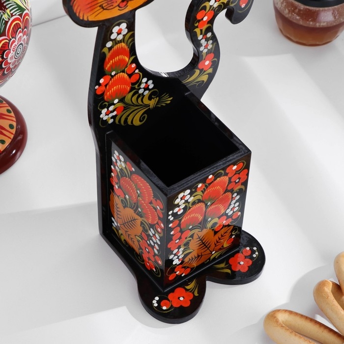 Подставка под ложки &laquo;Котик&raquo;, хохлома
