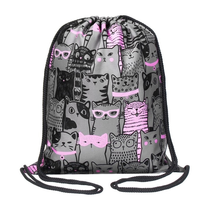 Мешок для обуви 435 х 360 мм, Stavia (плотность 600D с водоотталкивающей ПУ-пропиткой) "Кошачья семейка"