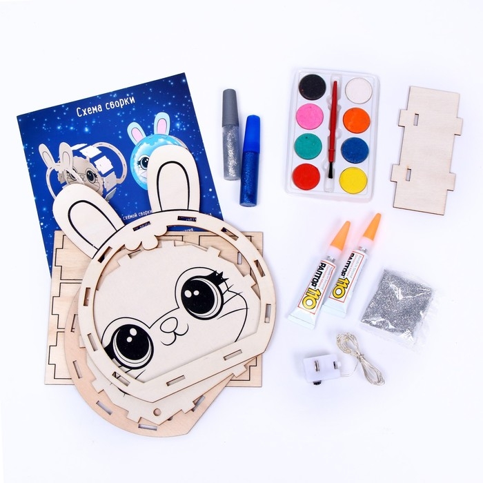 Набор для творчества &laquo;Новогодний ночник из дерева&raquo;, Заяц