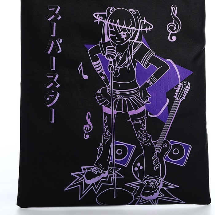 Шопер &laquo;Аниме&raquo; 35х0.5х40 см, отд без молнии, без подклада, чёрный