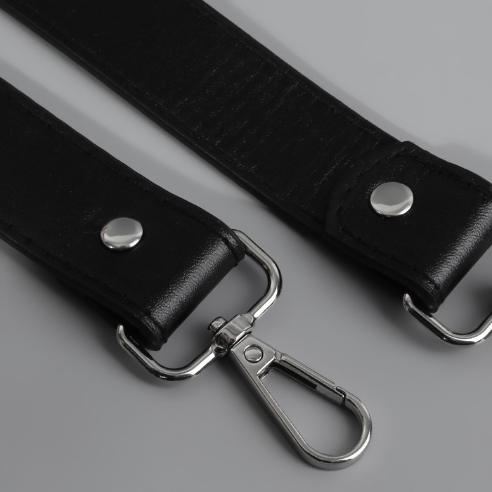 Ручка для сумки, с карабинами, 100 &plusmn; 1 см &times; 2,5 см, цвет чёрный