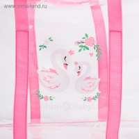 Сумка в роддом с косметичкой &laquo;Лебеди&raquo;, набор 2 шт., 50х31/36х25, цвет прозрачный/розовый, Mum&Baby