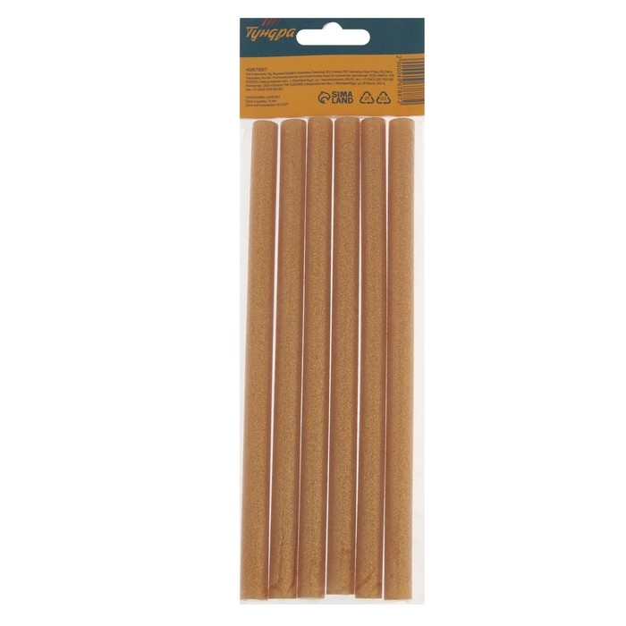 Клеевые стержни ТУНДРА, 11 х 200 мм, золотистые с блестками, 6 шт. Клеевые стержни ТУНДРА, 11 х 200 мм, золотистые с блестками, 6 шт.