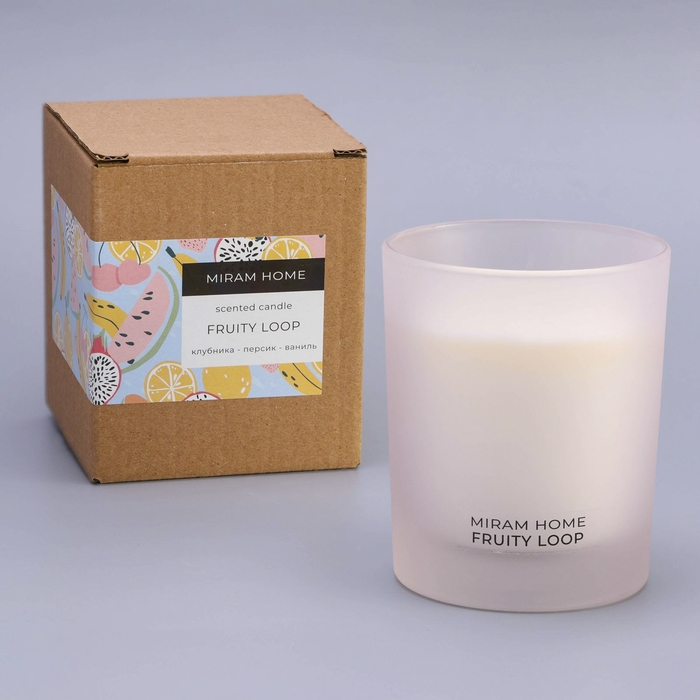 Свеча ароматическая в стакане "FRUITY LOOP", клубника, персик, ваниль, 200 г