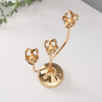 Подсвечник металл на 3 свечи "Цветник" d=2 см золото 16х9х36 см