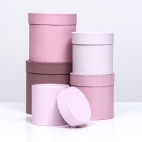 Набор круглых коробок 5 в 1, "Тепло" 20х20-14х14 Набор круглых коробок 5 в 1, "Тепло" 20х20-14х14