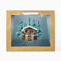 Пакет подарочный новогодний крафтовый с пластиковым окном &laquo;Загадай желание&raquo;, 31 х 26 х 11 см