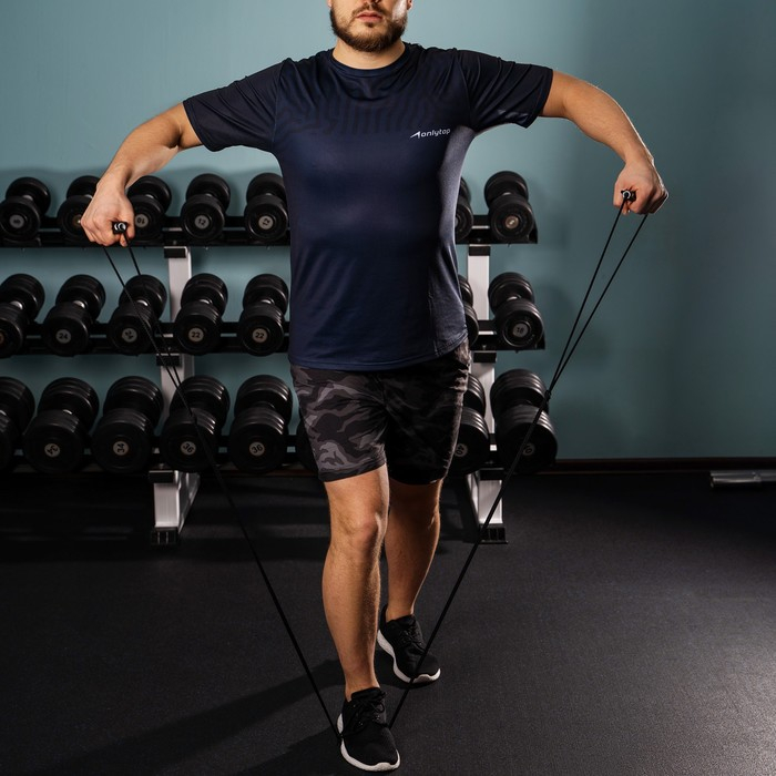 Эспандер ONLYTOP для лыжника, боксёра, двойная резина с жёсткими ручками Эспандер ONLYTOP для лыжника, боксёра, двойная резина с жёсткими ручками