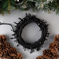 Гирлянда «Нить» 10 м, IP44, тёмная нить, 100 LED, свечение тёплое белое, 8 режимов, 220 В Гирлянда «Нить» 10 м, IP44, тёмная нить, 100 LED, свечение тёплое белое, 8 режимов, 220 В