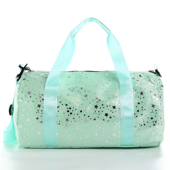 Сумка детская спортивная плюшевая для девочки с блестками &laquo;Звёзды&raquo; мятный