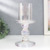 Подсвечник стекло на 1 свечу "Честность" d-3,5/8,5/10 см радужный прозрачный 11,5х11,5х24 см 78771 Подсвечник стекло на 1 свечу "Честность" d-3,5/8,5/10 см радужный прозрачный 11,5х11,5х24 см 78771