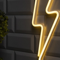 Неоновая вывеска &laquo;Молния&raquo; 13 &times; 33.5 см, батарейки ААх3 (не в комплекте), USB, свечение тёплое белое