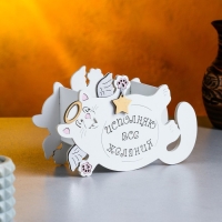 Кашпо деревянное "Кот, исполняющий желания" малый, 19,5х7,5х12,5 см, дуб, белый Кашпо деревянное "Кот, исполняющий желания" малый, 19,5х7,5х12,5 см, дуб, белый