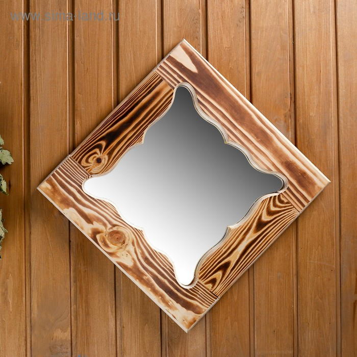 Зеркало резное "Бабочка", сосна, обожжённое, 40&times;40 см