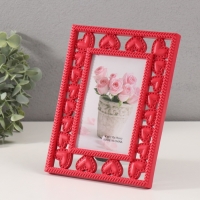 Фоторамка пластик 10х15 см "Сердечность" красная 22,5х17 см