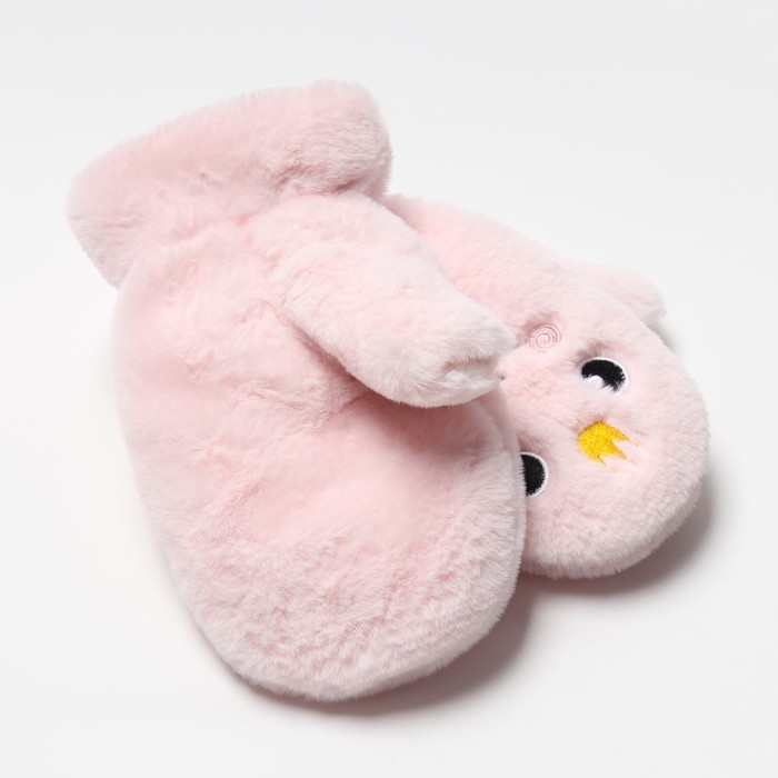 Варежки подростковые на иск.меху MINAKU Корона 19 см розовый