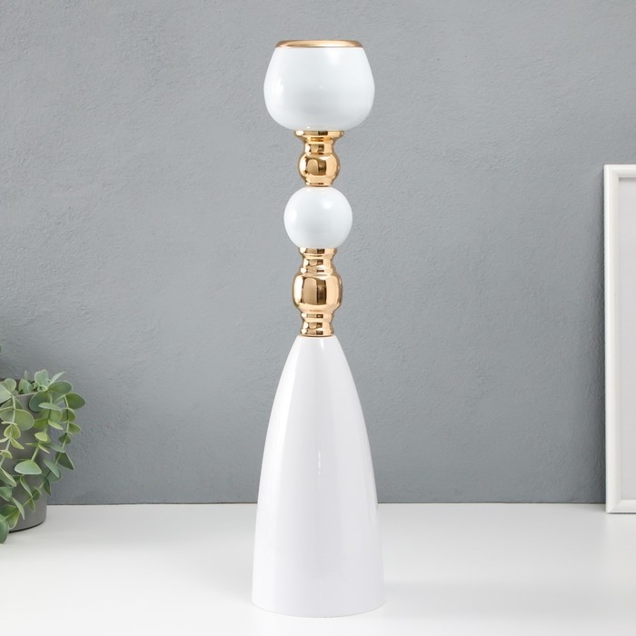 Подсвечник металл на 1 свечу Подсвечник металл на 1 свечу "Белая лагуна" d=5 см золото 10х10х41 см