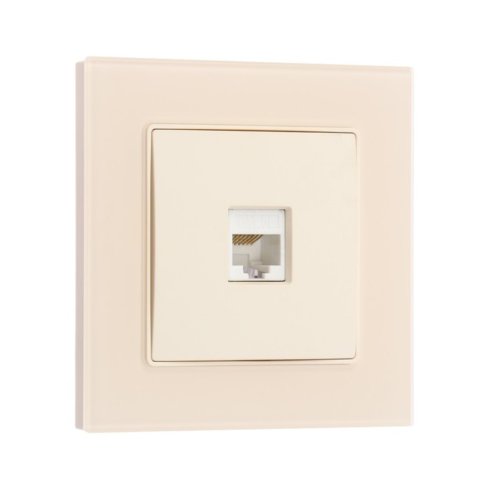 Розетка компьютерная одноместная TOT Matte Glass, скрытая, стекло, бежевая Розетка компьютерная одноместная TOT Matte Glass, скрытая, стекло, бежевая