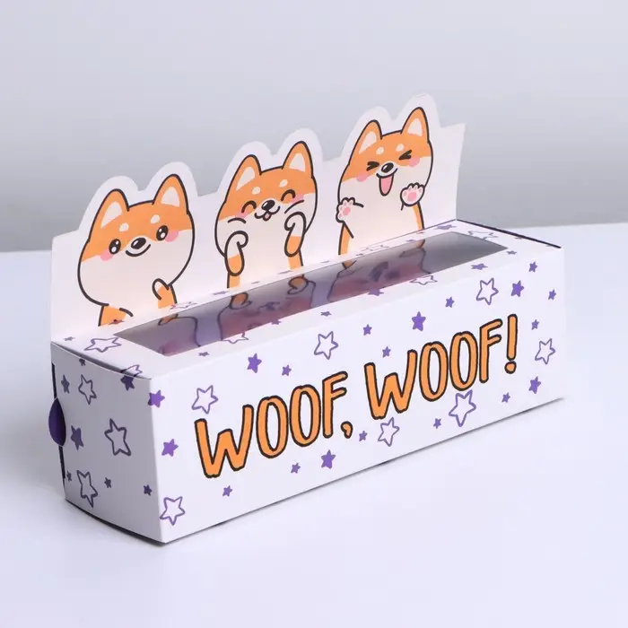 Коробка для макарун кондитерская, упаковка, &laquo;WOOF&raquo;, 18 х 5,5 х 5,5 см