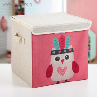 Короб стеллажный для хранения с крышкой &laquo;Совушка-индеец&raquo;, 29&times;29&times;28,5 см