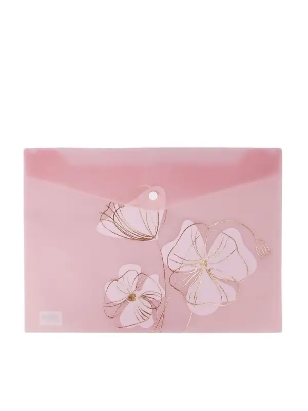 Папка-конверт на кнопке формат А4 180мкр блестящая МИКС Цветы  (штрихкод на штуке)