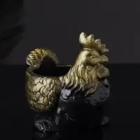 Кашпо "Курица" 10х9х6 см, черный с позолотой