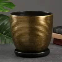 Горшок цветочный с поддоном 4,7 л, коричневый, керамика, "Изысканность" (М)